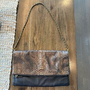 Club Monaco Brown and Black Snakeskin Shoulder Bag